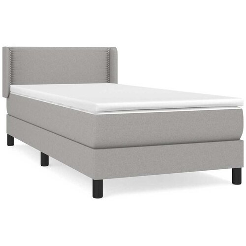 Box spring krevet s madracem svjetlosivi 90x190 cm od tkanine Slike