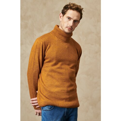 ALTINYILDIZ CLASSICS Men's Mustard Standard Fit Regular Fit Full Turtleneck Knitwear Sweater Slike