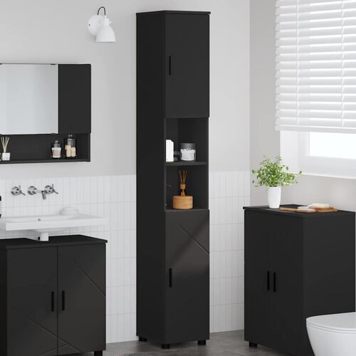 vidaXL Visoki ormarić za kupaonicu s pohranom Crna 30 x 35 x 192 cm Cijene