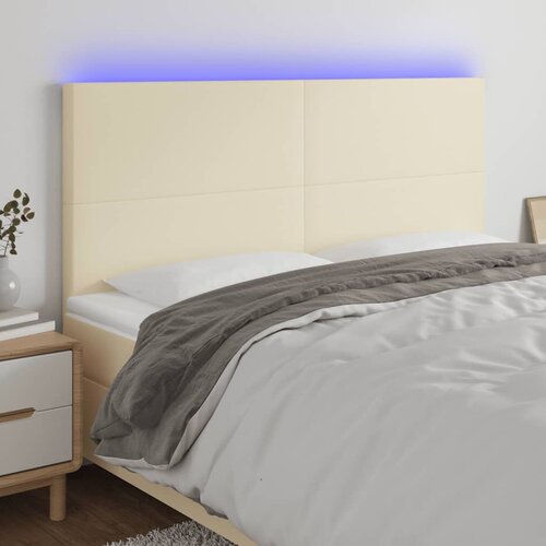 vidaXL LED posteljno vzglavje krem 200x5x118/128 cm umetno usnje Cene