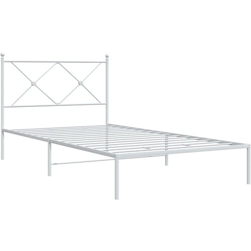 vidaXL Kovinski posteljni okvir z vzglavjem bel 107x203 cm, (21152044) Cene