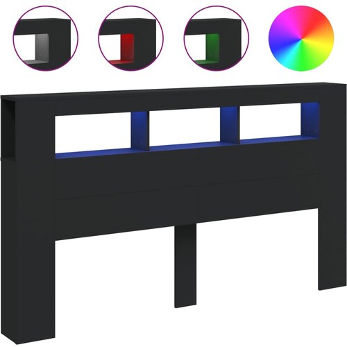 VidaXL LED posteljno vzglavje črno 180x18,5x103,5 cm inženirski les, (20951895) Slike