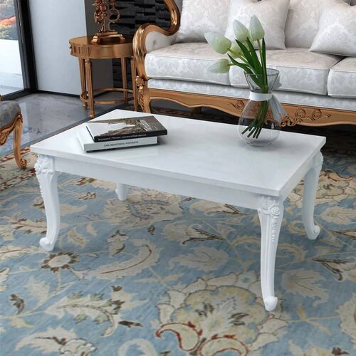Furnova Klubska Mizica 100x60x42 cm Visok Sijaj Bele Barve, (21914291) Slike
