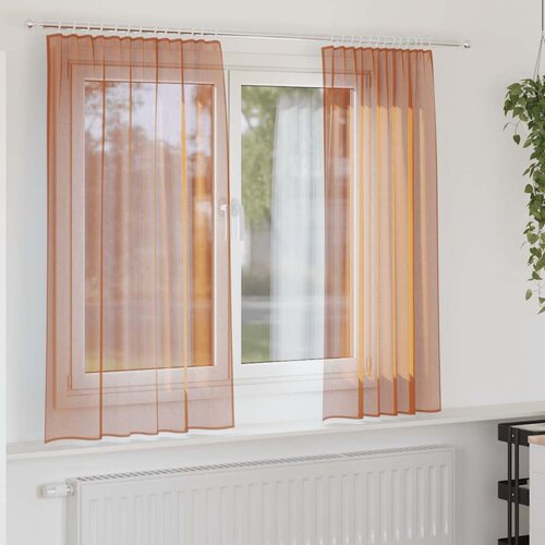vidaXL Voile zavese z zankami 2 kosa Terakota 140x175 cm Cene