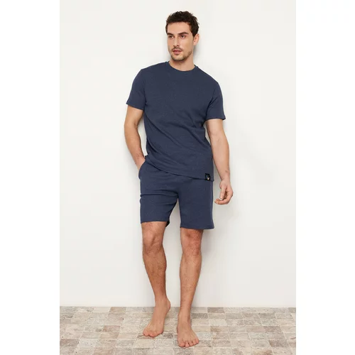 Trendyol Men's Indigo Regular Fit Waffle Knitted Pajama Set