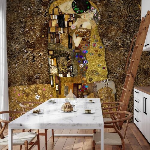 Foto tapeta - Klimt inspiration: Golden Kiss 100x70 Vodootporna Cene