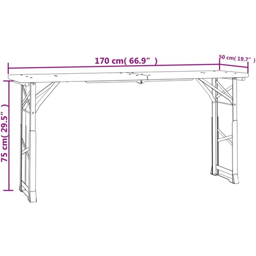  Sklopivi pivski stol 170 x 50 x 75/105 cm od masivne jelovine Slike