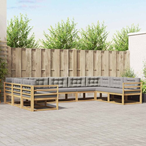  Set vanjskih sofa s jastukom 9 pcs Bijela i svjetlosiva Cene