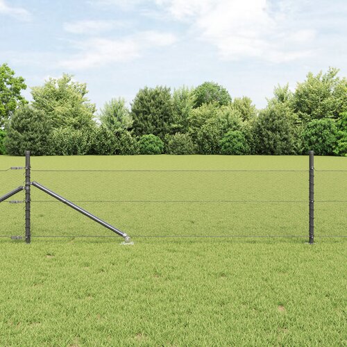 vidaXL Ograja s stebri Siva 0.4 x 25 m Jeklo s PVC premazom Cene