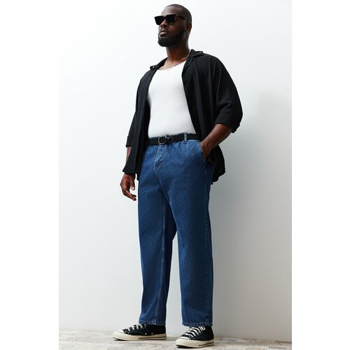 Trendyol Men's Indigo Wide Cut Plus Size Jeans Cene