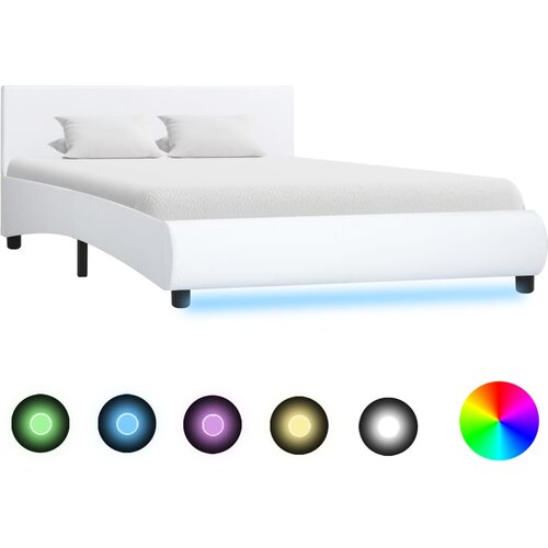 VidaXL Okvir za krevet od umjetne kože LED bijeli 140 x 200 cm Slike