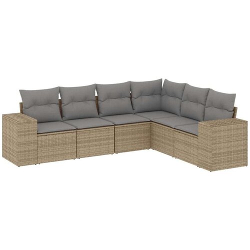 VidaXL 6-dijelni set vrtnih sofa s jastucima bež od poliratana Slike