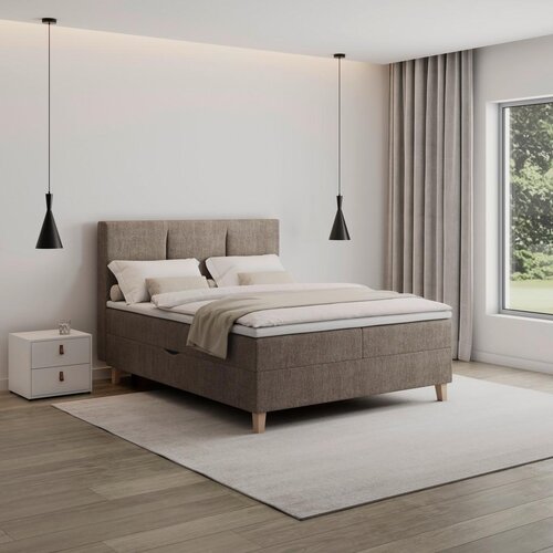 Bessagi Home Postelja Z Vzmetnico Monza, Rjava, Z Nadvložkom, 160x200 Slike