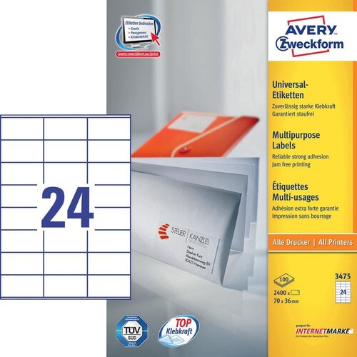  Etikete zweckform 3475 70x36 bele ZWECKFORM Slike