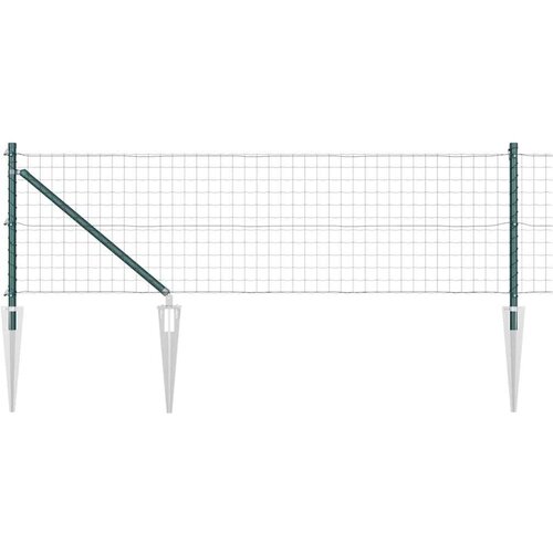 vidaXL Evropska ograja s 13 koničastimi povsem 0.4x50 m Cinkano jeklo Zeleno Cene