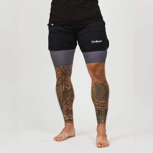GymBeam muški šorts 2in1 black grey Slike