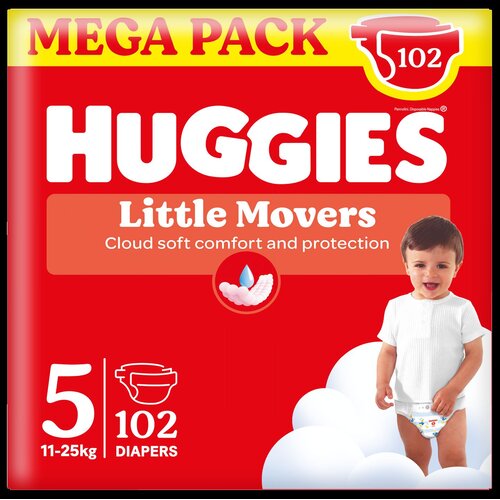 Huggies Little Movers Otvorene pelene Box, (5), 11-25kg, 102 komada Slike