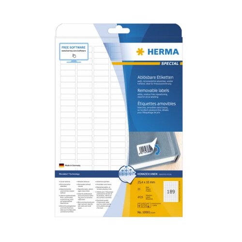  Etikete 25,4X10 A4/189 1/25 removable Herma 4344 Herma Cene