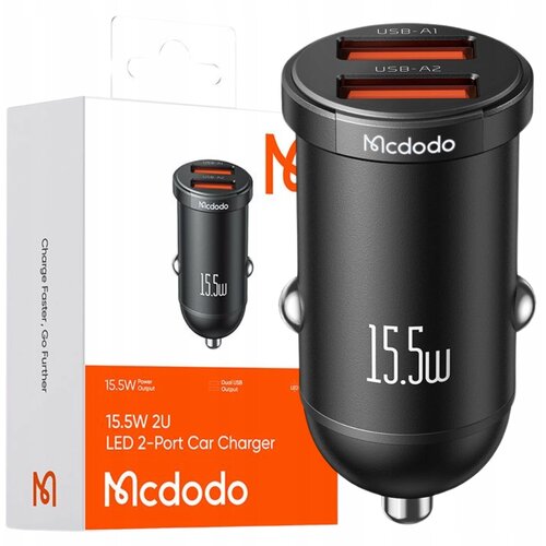 McDodo ZMOGLJIV HITR AVTO POLNILEC ZA MALI TELEFON 2X USB 15,5 W LED, (5000337850) Cene