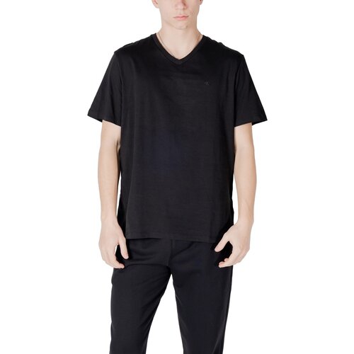 Calvin Klein Jeans Polo majice dolgi rokavi SS SMOOTH CTTN SOLID VNECK TEE LV040HM298 Črna Cene