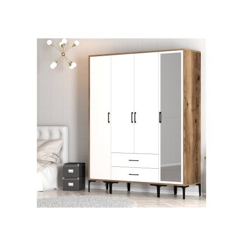 Hanah home kumsal str - walnut, white walnutwhite wardrobe Slike
