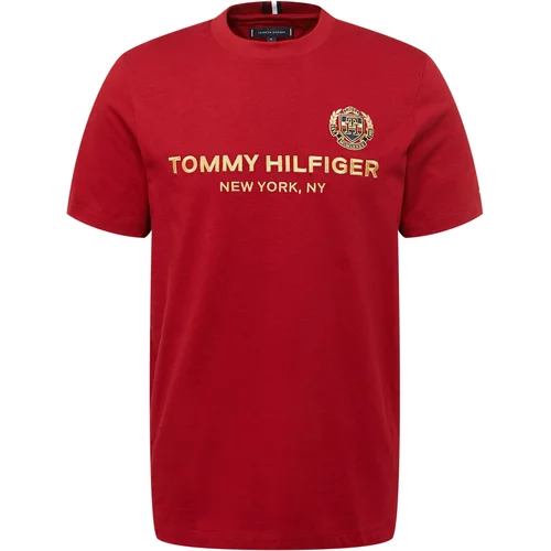 Tommy Hilfiger Majica 'Crest' temno modra / svetlo rumena / zlata / temno rdeča