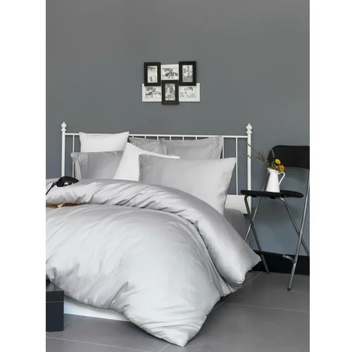 Mijolnir Svetlo siva posteljnina za zakonsko posteljo iz bombažnega satena 200x200 cm –