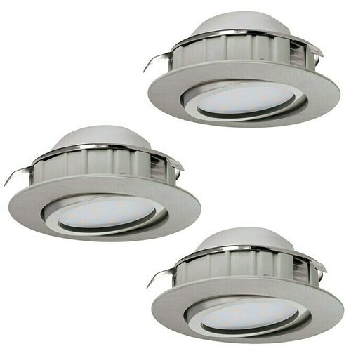 Eglo Set ugradbenih LED svjetiljki Pineda (6 W, D x &amp;Scaron; x V: 8,4 x 8,4 x 4 cm, Mat nikal, 3 Kom., Topla bijela) Slike