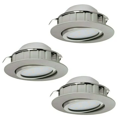 Eglo Set ugradbenih LED svjetiljki Pineda (6 W, D x Š x V: 8,4 x 8,4 x 4 cm, Mat nikal, 3 Kom., Topla bijela)