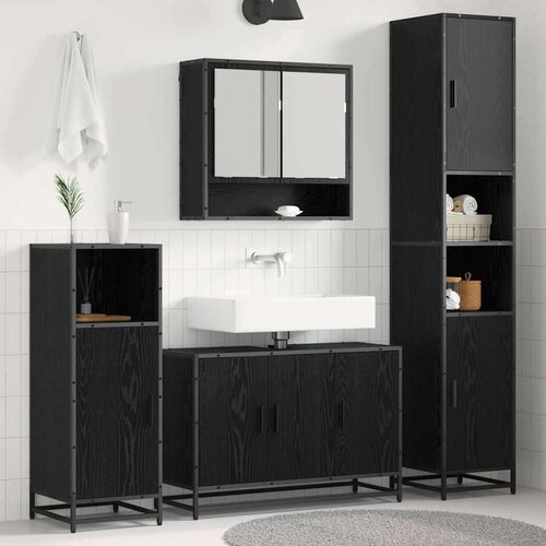 vidaXL set namje&scaron;taja za kupaonicu 4 pcs crni hrast konstruirano drvo Cijene