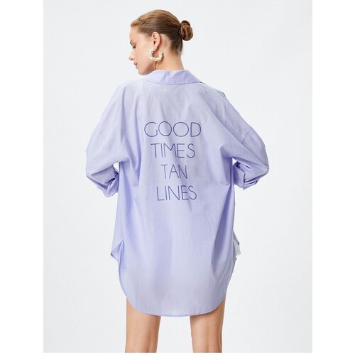Koton Long-Sleeved Shirt with Back Printed Cotton with Buttons Slike