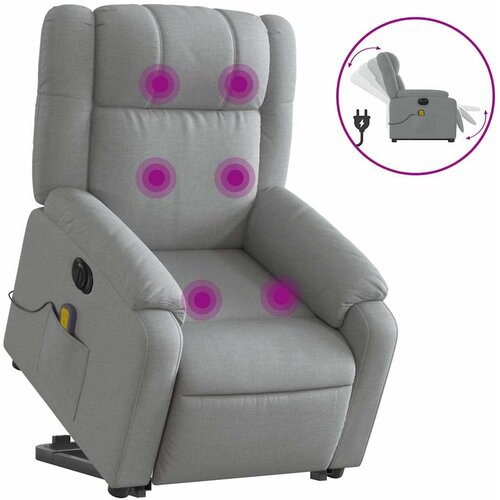 Maison Chic Električni masažni naslanjač - Relax naslanjač s funkcijo vstajanja svetlo siv, (22042576) Cene