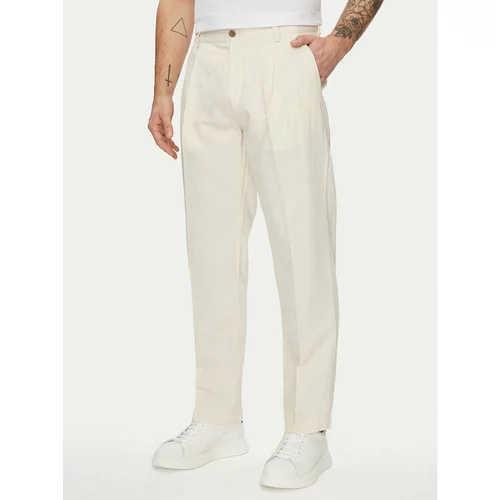 PepeJeans Chino hlače Relaxed Pleated Linen Pants - 2 PM211700 Écru Relaxed Fit