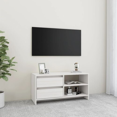 The Living Store TV omarica bela 80x31x39 cm trdna borovina - TV Omarica, (21375548) Slike