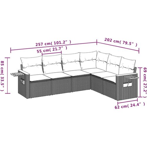vidaXL 6-dijelni set vrtnih sofa s jastucima bež od poliratana Cijene