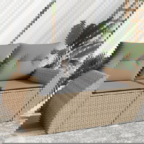  The Living Store Vrtni kavč z blazinami 2-sedežni bež poli ratan - Vrtni Kavč, (21481266) Cene