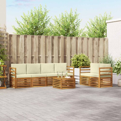  Set vanjskih sofa 7 pcs Prirodna i krem Čvrsto drvo akacije Cene