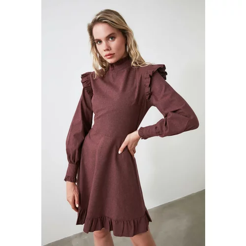 Trendyol Burgundy Shoulder Detailing Dress