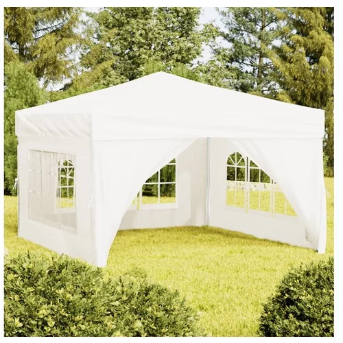  Zložljiv vrtni šotor s stranicami bel 3x3 m