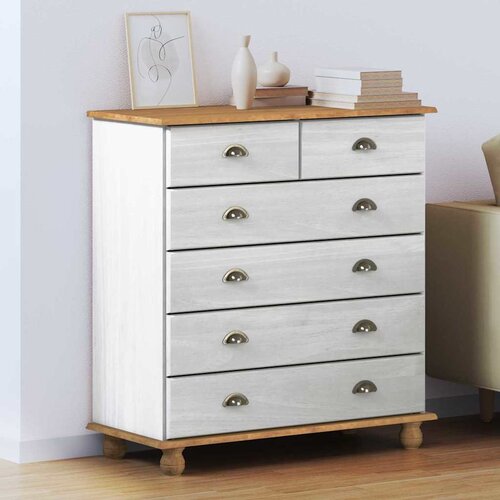  Komoda ASKIM Bijelo 91 x 40 x 95,5 cm Čvrsto borovo drvo Cene