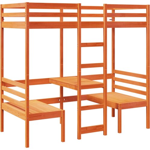 VidaXL Okvir kreveta na kat sa stolom i stolicama 90x190 cm borovina Slike