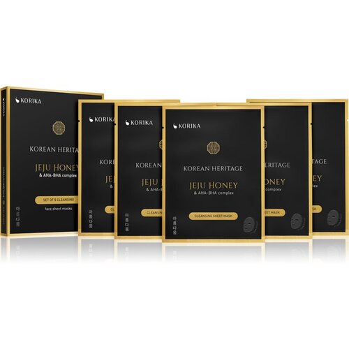 KORIKA Korean Heritage Set of 5 Cleansing Face Sheet Masks set maski za lice ima povoljniju cijenu Jeju honey &amp;amp; AHA - BHA complex sheet mask (za savr&amp;scaron; Slike
