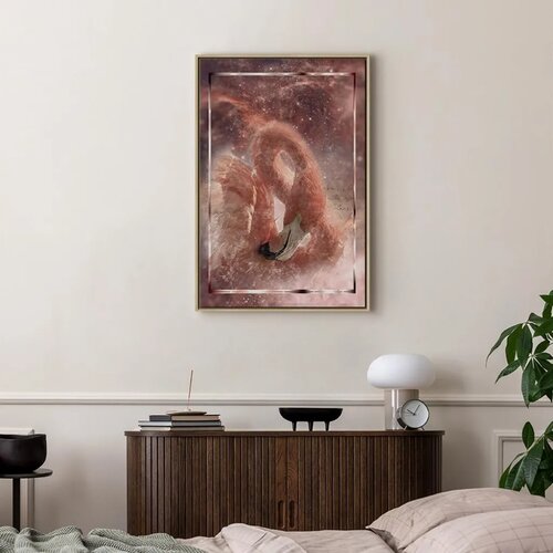  Slika - Space Flamingo (1 Part) Vertical 60x90 U prirodnom drvenom okviru Slike