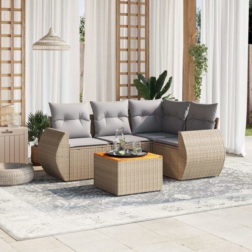 VidaXL 5-dijelni vrtni set sofa s jastucima bež od poliratana Slike