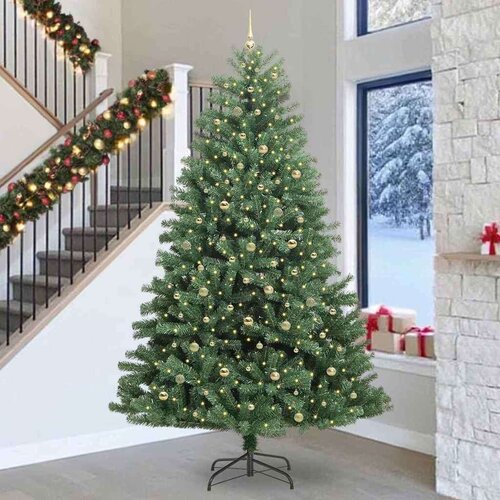 vidaXL Umjetno božićno drvce s nogom Zelena 300 cm PVC i metal Cijene
