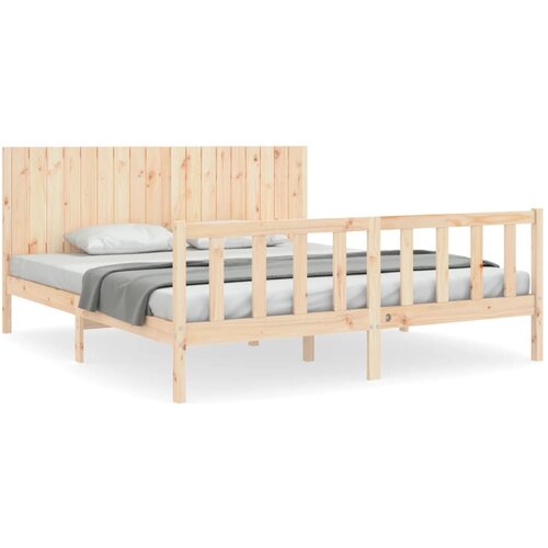 Maison Chic Posteljni Okvir - Dvoposteljna postelja z vzglavjem trden les, (22080607) Cene