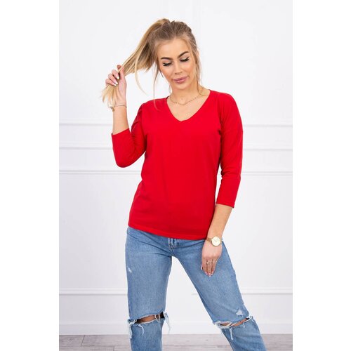 Kesi Red blouse with V-neck Slike