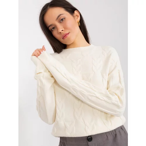 Fashion Hunters Ecru sweater with cables, loose fit