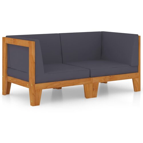 Maison Chic kavč - Sofa - Kanape dvosed s temno sivimi blazinami trden akacijev les, (21727771) Cene