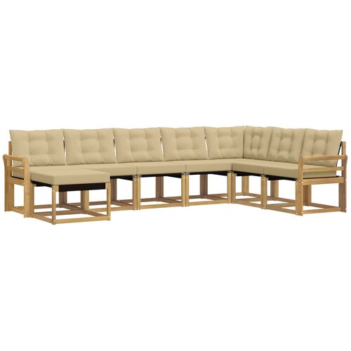 vidaXL Zunanja garnitura za sedenje z blazino 8 pcs Bela in bež, (5000281284) Cene